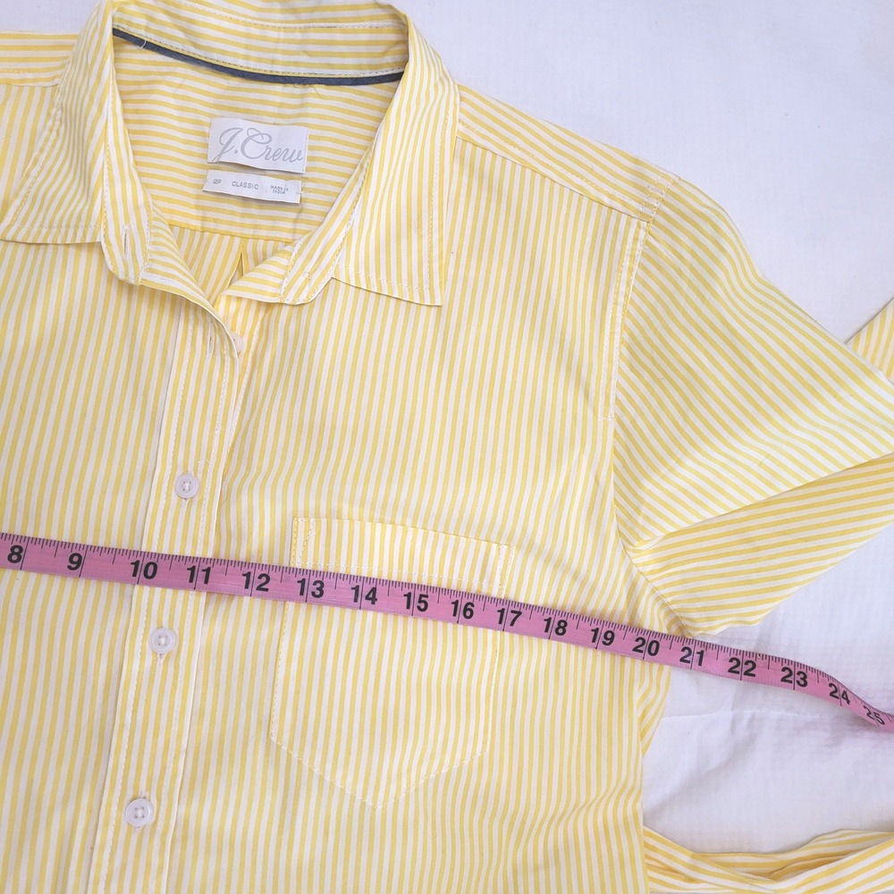 J. Crew Yellow Stripe Poplin Tie Belt Americana Countrycore Shirt Dress 12P - Picture 7 of 8